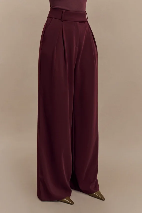 Jacqueline Pleated Wide Leg Pants – Mahogany Jacqueline Pleated Wide Leg Pants – Mahogany