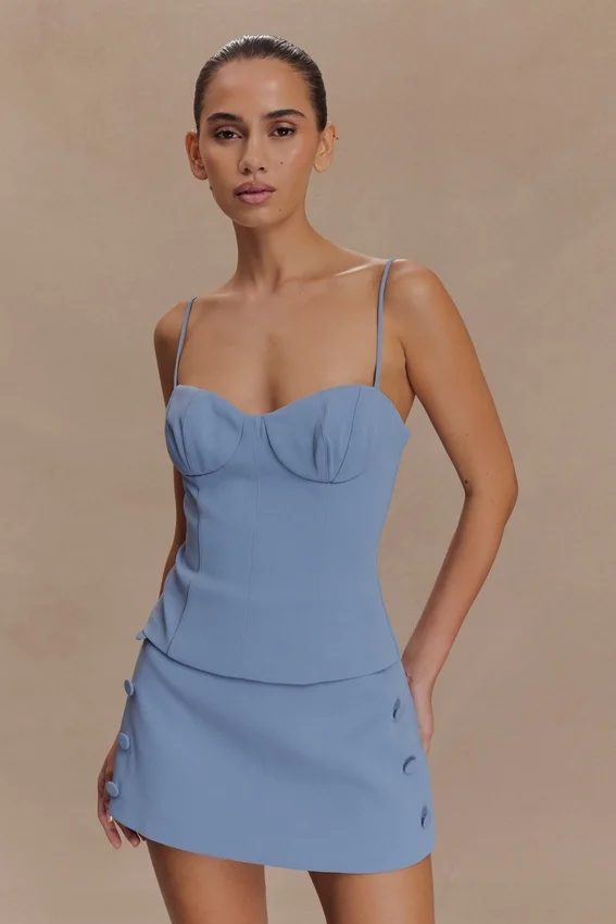 Jaime Spaghetti Strap Suiting Top – Ocean Blue Jaime Spaghetti Strap Suiting Top – Ocean Blue