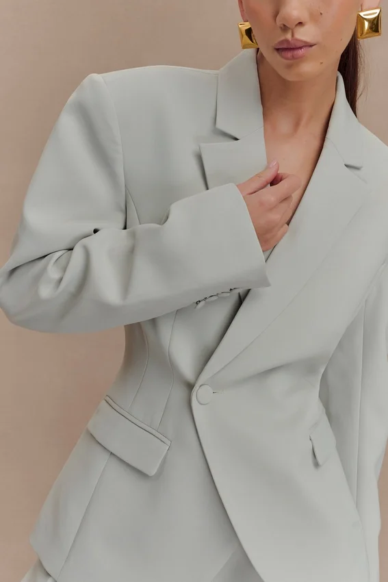 Jameson Cinched Suiting Blazer – Light Sage Jameson Cinched Suiting Blazer – Light Sage