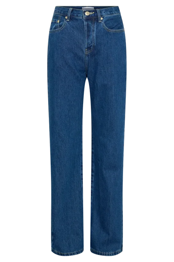 Janine High Waisted Straight Leg Jeans – Dark Blue Janine High Waisted Straight Leg Jeans – Dark Blue