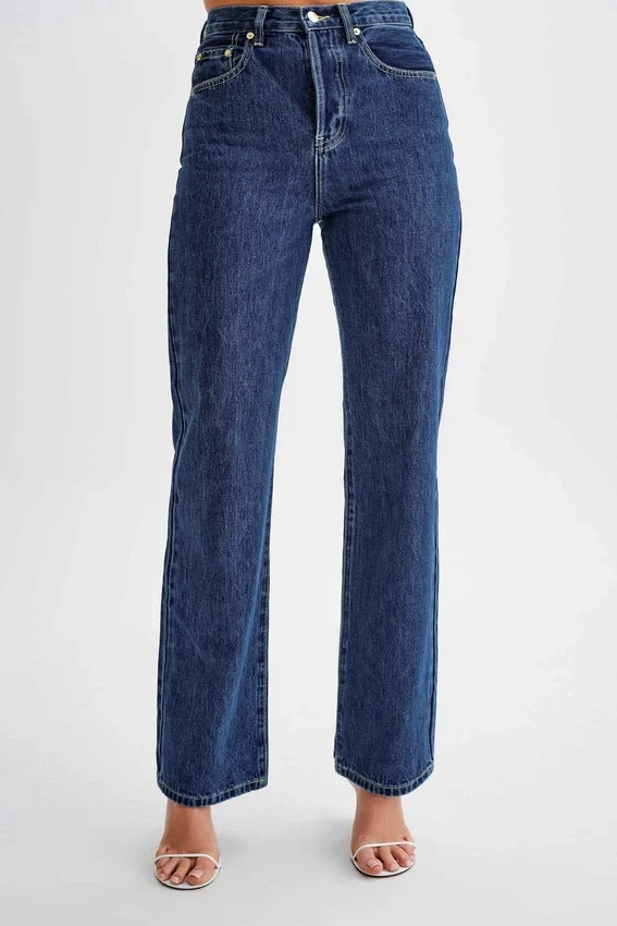 Janine High Waisted Straight Leg Jeans – Dark Blue Janine High Waisted Straight Leg Jeans – Dark Blue