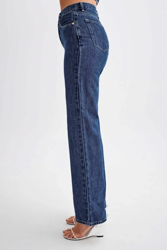 Janine High Waisted Straight Leg Jeans – Dark Blue Janine High Waisted Straight Leg Jeans – Dark Blue