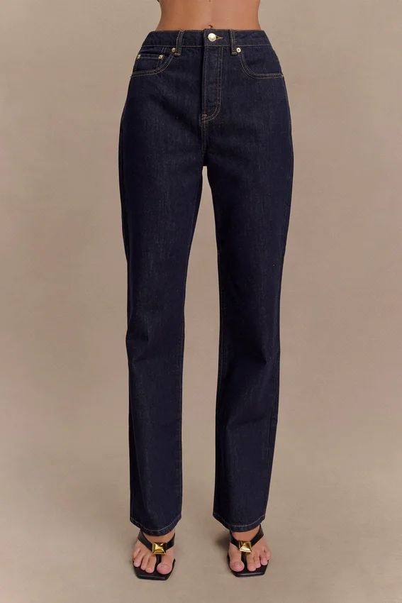 Janine High Waisted Straight Leg Jeans – Washed Indigo Blue Janine High Waisted Straight Leg Jeans – Washed Indigo Blue