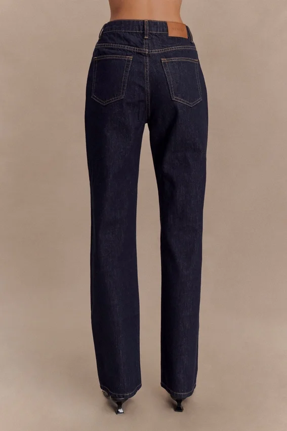 Janine High Waisted Straight Leg Jeans – Washed Indigo Blue Janine High Waisted Straight Leg Jeans – Washed Indigo Blue