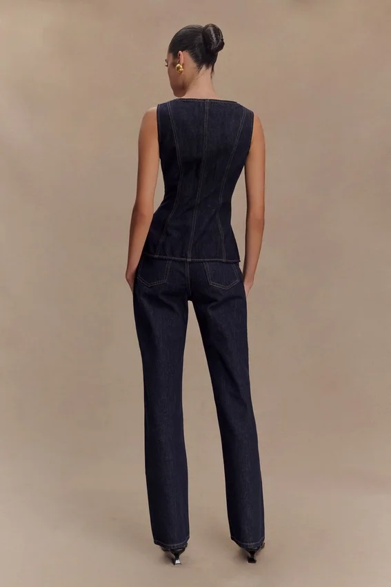 Janine High Waisted Straight Leg Jeans – Washed Indigo Blue Janine High Waisted Straight Leg Jeans – Washed Indigo Blue