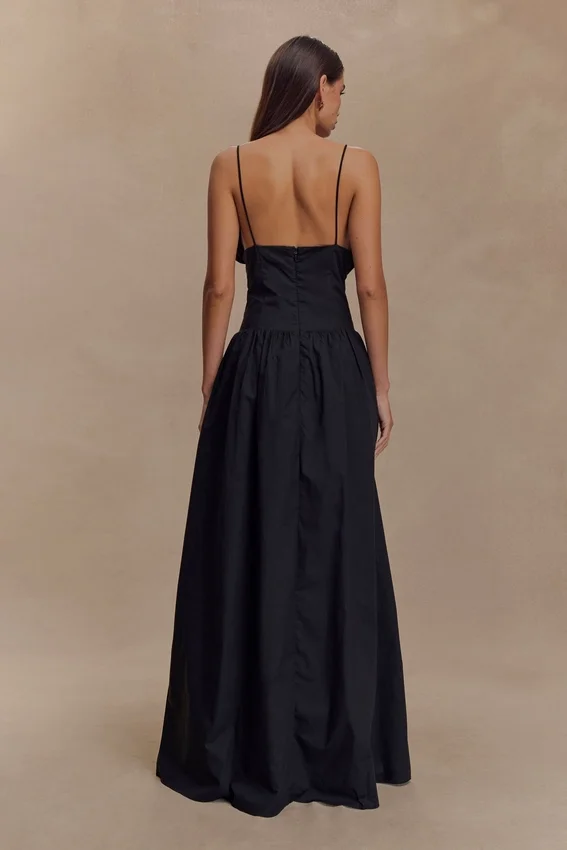 Janis Cotton Frill Maxi Dress – Black Janis Cotton Frill Maxi Dress – Black