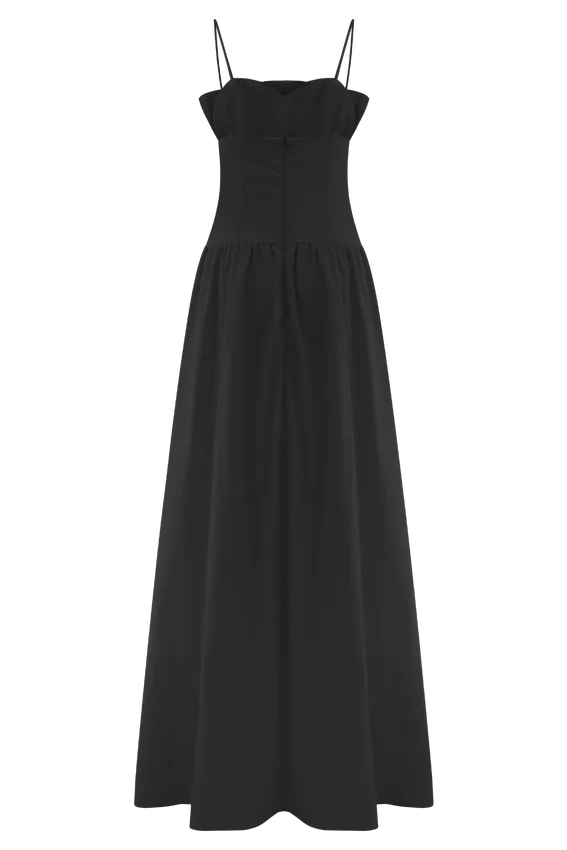 Janis Cotton Frill Maxi Dress – Black Janis Cotton Frill Maxi Dress – Black