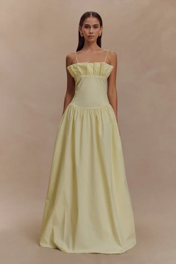 Janis Cotton Frill Maxi Dress – Lemon Janis Cotton Frill Maxi Dress – Lemon