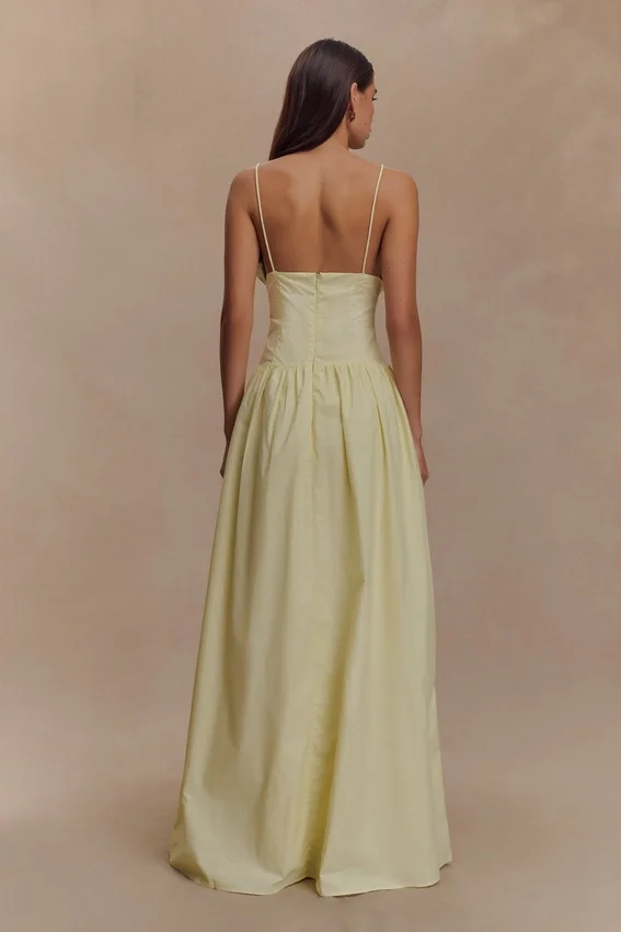 Janis Cotton Frill Maxi Dress – Lemon Janis Cotton Frill Maxi Dress – Lemon