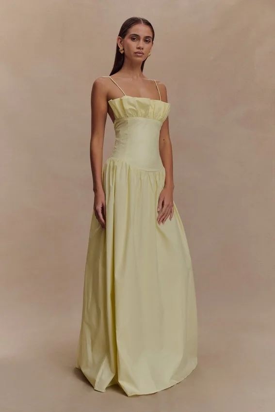 Janis Cotton Frill Maxi Dress – Lemon Janis Cotton Frill Maxi Dress – Lemon