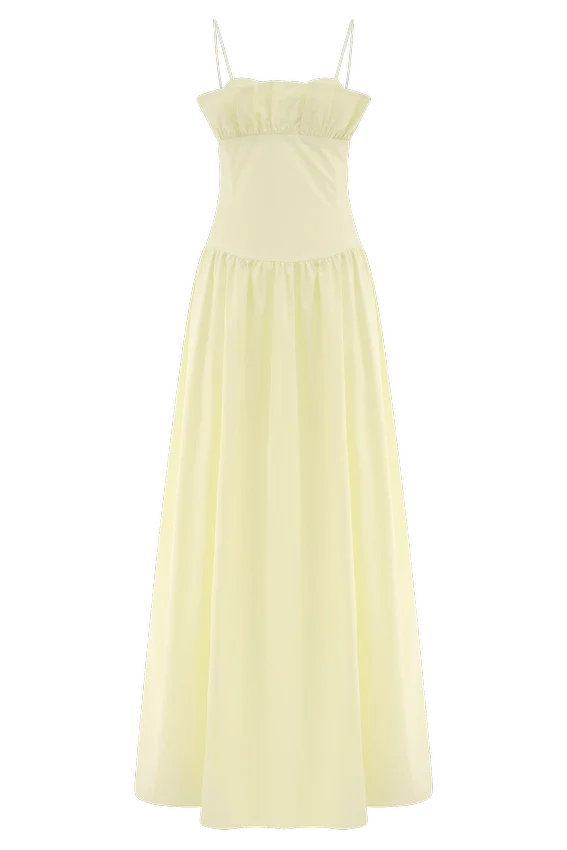 Janis Cotton Frill Maxi Dress – Lemon Janis Cotton Frill Maxi Dress – Lemon