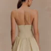 Janis Cotton Frill Mini Dress – Nude Janis Cotton Frill Mini Dress – Nude