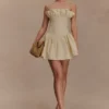 Janis Cotton Frill Mini Dress – Nude Janis Cotton Frill Mini Dress – Nude