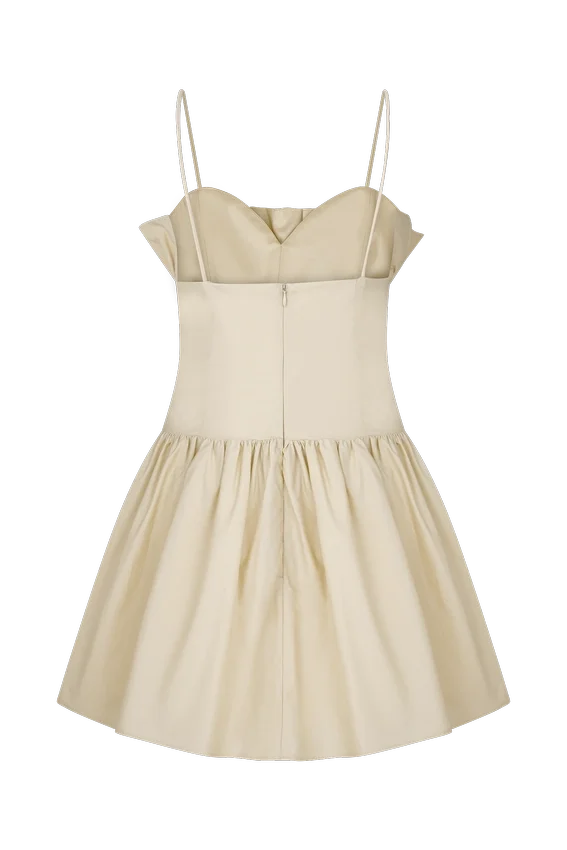 Janis Cotton Frill Mini Dress – Nude Janis Cotton Frill Mini Dress – Nude