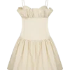Janis Cotton Frill Mini Dress – Nude Janis Cotton Frill Mini Dress – Nude