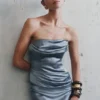 Jasmine Strapless Satin Maxi Dress – Frosted Blue Jasmine Strapless Satin Maxi Dress – Frosted Blue
