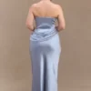 Jasmine Strapless Satin Maxi Dress – Frosted Blue Jasmine Strapless Satin Maxi Dress – Frosted Blue