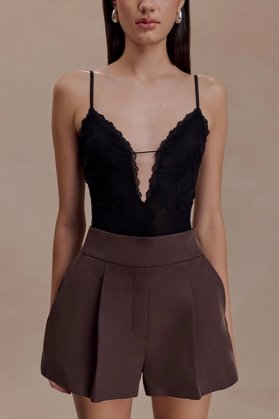 Jasper Sheer Plunge Lace Bodysuit – Black Jasper Sheer Plunge Lace Bodysuit – Black