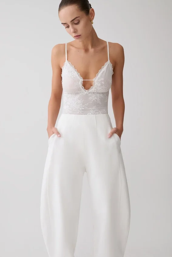 Jasper Sheer Plunge Lace Bodysuit – Ivory Jasper Sheer Plunge Lace Bodysuit – Ivory
