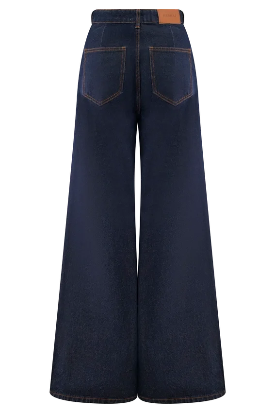 Jen Wide Leg Flare Denim Jeans – Indigo Blue Jen Wide Leg Flare Denim Jeans – Indigo Blue