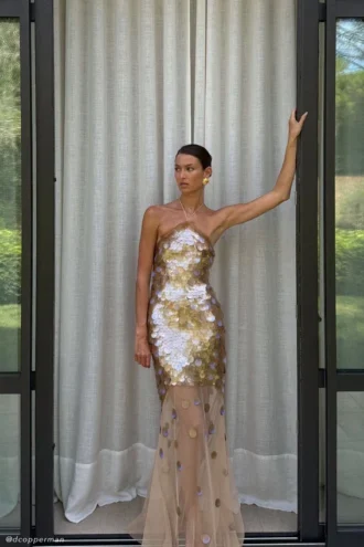 Jenny Hand Embellished Maxi Dress – Gold
