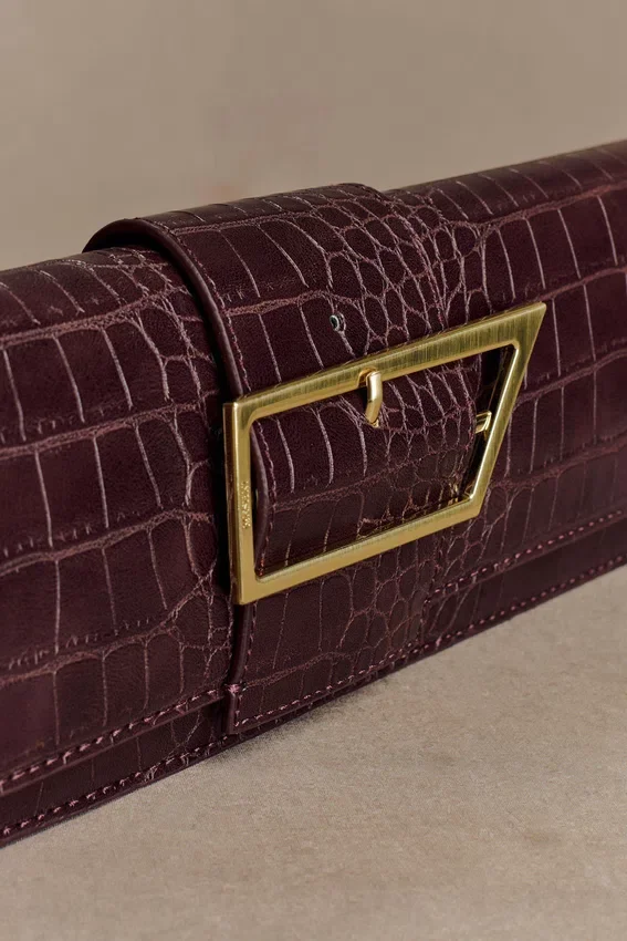 Jessica Faux Leather Crocodile Clutch – Burgundy Jessica Faux Leather Crocodile Clutch – Burgundy