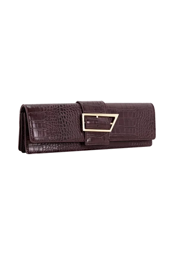 Jessica Faux Leather Crocodile Clutch – Burgundy Jessica Faux Leather Crocodile Clutch – Burgundy