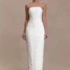 Jianna Strapless Mesh Maxi Dress – Ivory