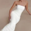 Jianna Strapless Mesh Maxi Dress – Ivory