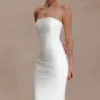 Jianna Strapless Mesh Maxi Dress – Ivory
