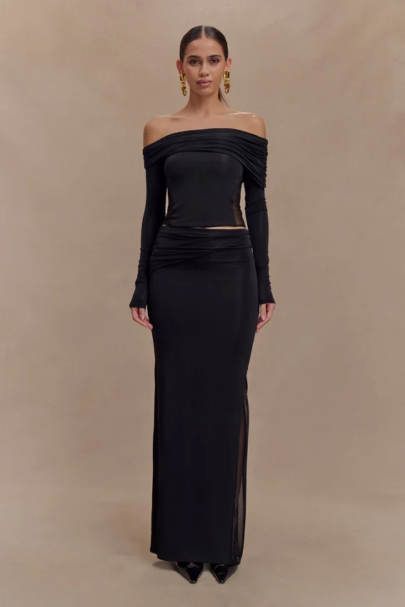 Judy Slinky And Mesh Maxi Skirt – Black Judy Slinky And Mesh Maxi Skirt – Black