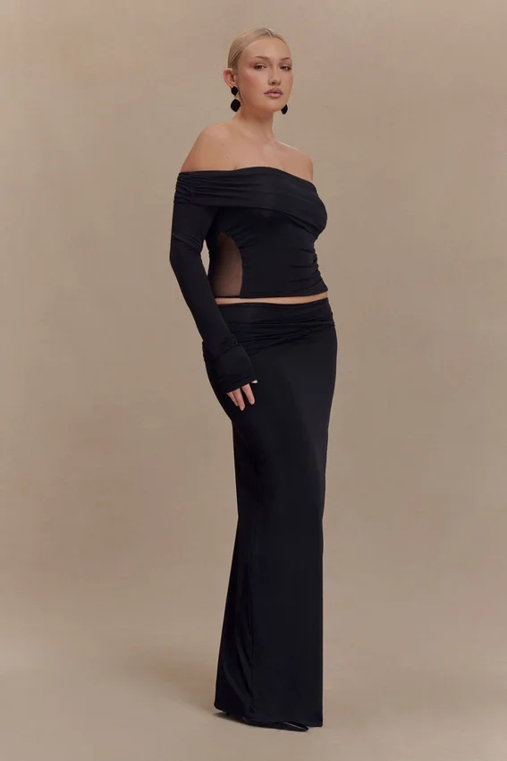 Judy Slinky And Mesh Maxi Skirt – Black Judy Slinky And Mesh Maxi Skirt – Black