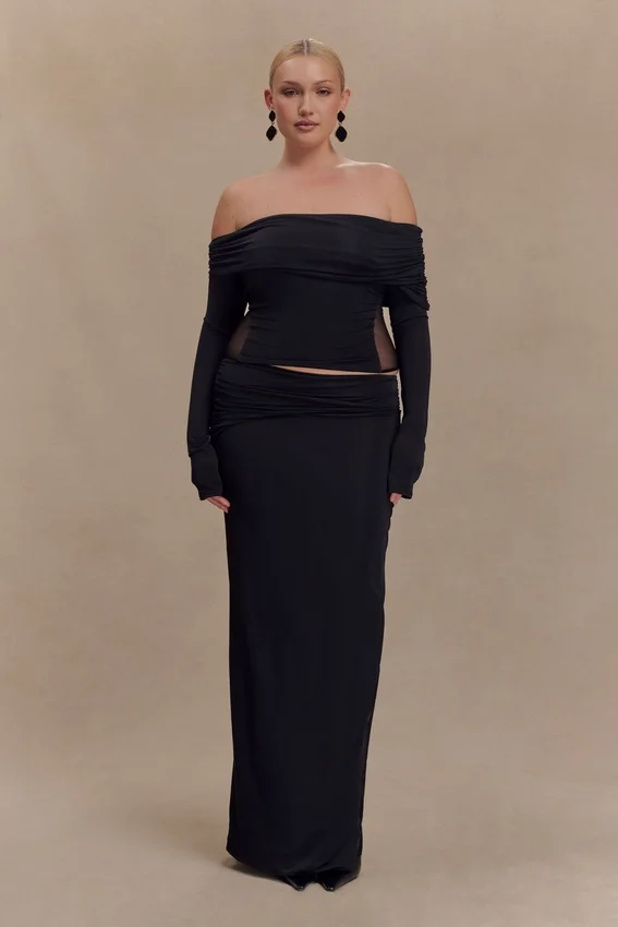 Judy Slinky And Mesh Maxi Skirt – Black Judy Slinky And Mesh Maxi Skirt – Black