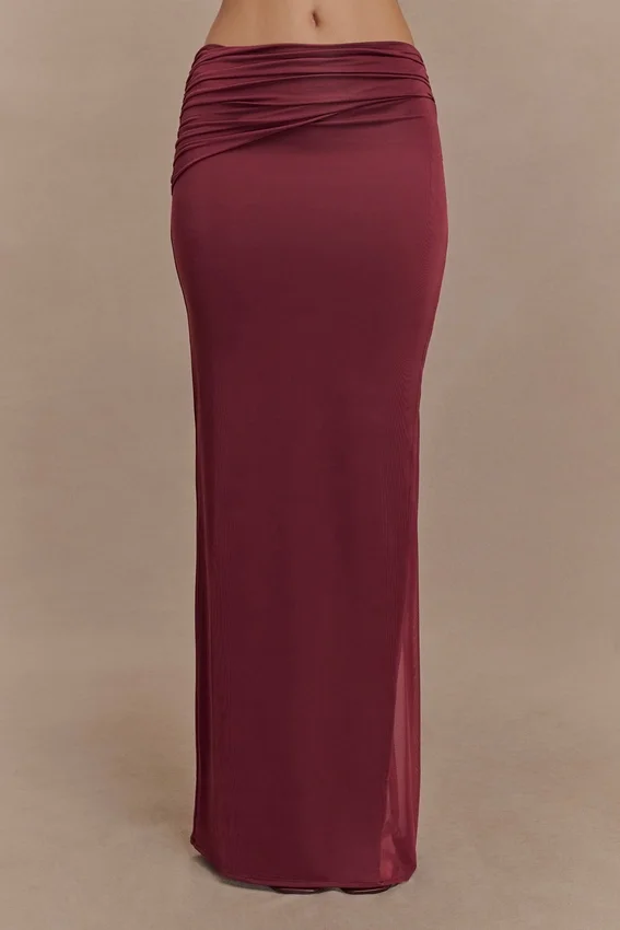 Judy Slinky And Mesh Maxi Skirt – Wine Judy Slinky And Mesh Maxi Skirt – Wine