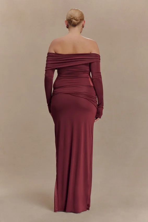 Judy Slinky And Mesh Maxi Skirt – Wine Judy Slinky And Mesh Maxi Skirt – Wine