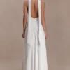 Juliet Slinky Maxi Dress With Scarf – White