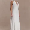 Juliet Slinky Maxi Dress With Scarf – White