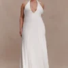 Juliet Slinky Maxi Dress With Scarf – White