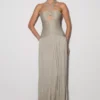 Juliette Pleated Chiffon Maxi Dress – Silver