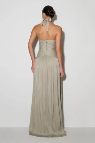 Juliette Pleated Chiffon Maxi Dress – Silver