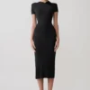 Junie Cross-Over Neck Slinky Maxi Dress – Black