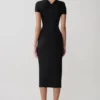 Junie Cross-Over Neck Slinky Maxi Dress – Black