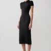 Junie Cross-Over Neck Slinky Maxi Dress – Black