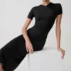 Junie Cross-Over Neck Slinky Maxi Dress – Black