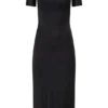 Junie Cross-Over Neck Slinky Maxi Dress – Black