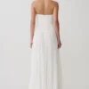 Juno Strapless Pleated Maxi Gown – White
