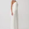 Juno Strapless Pleated Maxi Gown – White