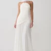 Juno Strapless Pleated Maxi Gown – White