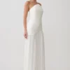 Juno Strapless Pleated Maxi Gown – White