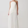 Juno Strapless Pleated Maxi Gown – White